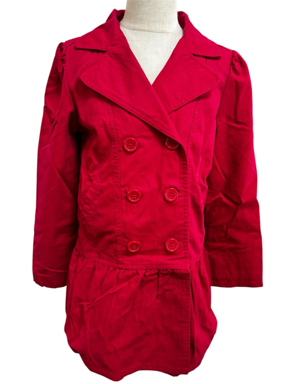 ❤️ Gymboree Peacoat 100% Cotton Red Double-Breasted Heart Print Lining Classic